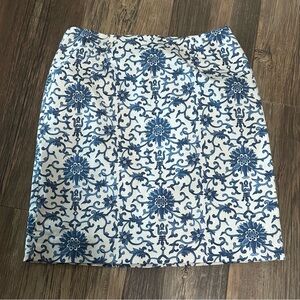 Lauren Ralph Lauren colbalt blue and white floral women's pencil skirt size 6